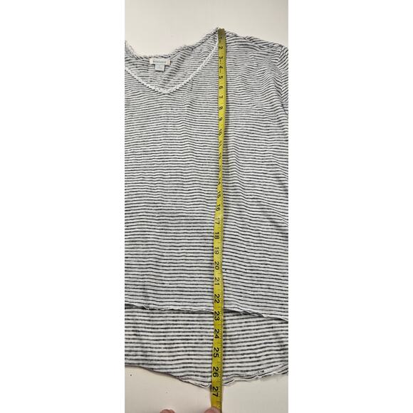 Sundance mariner sz L 100% linen slub striped grey long sleeve blouse EUC casaul - Picture 7 of 8
